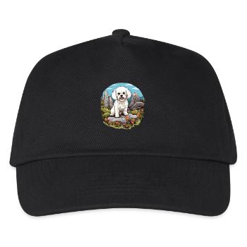 Hund Bichon Friesé - Kinder Basecap - Schwarz - Vorne