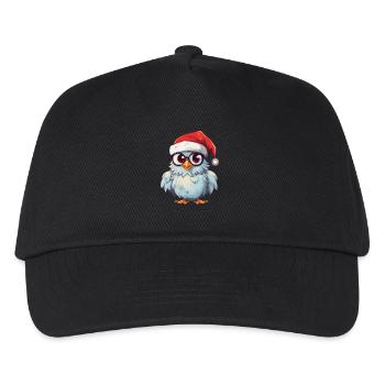 Weiße Weihnachtseule: Festliche Eleganz - Kinder Basecap - Schwarz - Vorne