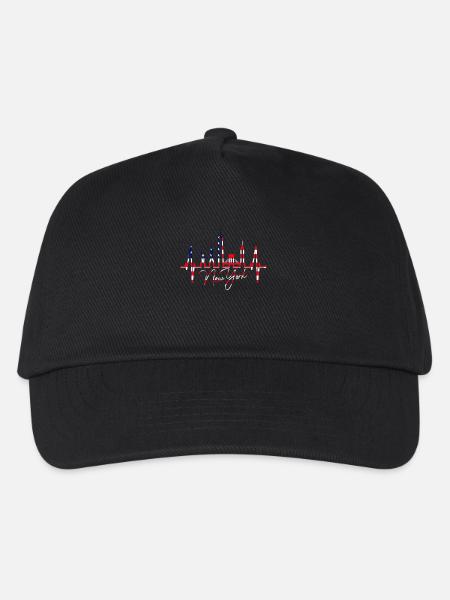 New York Skyline Herzschlag Herz USA Geschenk NY - Kinder Basecap - Schwarz