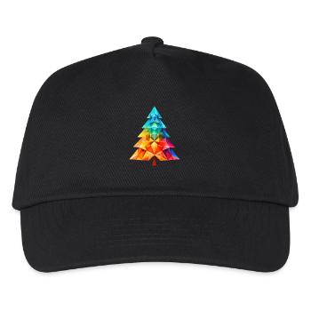 Vielseitiger Zauber: Bunter Polygon-Tannenbaum - Kinder Basecap - Schwarz - Vorne