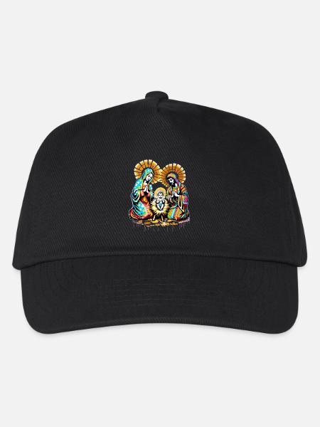 Weihnachtsfamilie | Frohe Weihnachten Jesus Maria - Kinder Basecap - Schwarz