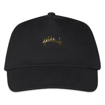 Chicago Skyline Herzschlag USA Herz I Love Chicago - Kinder Basecap - Schwarz - Vorne