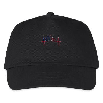 Chicago Skyline Herzschlag USA Herz I Love Chicago - Kinder Basecap - Schwarz - Vorne