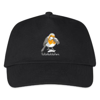 Rotzkehlchen hell Rotkehlchen hat Schnupfen - Kinder Basecap - Schwarz - Vorne