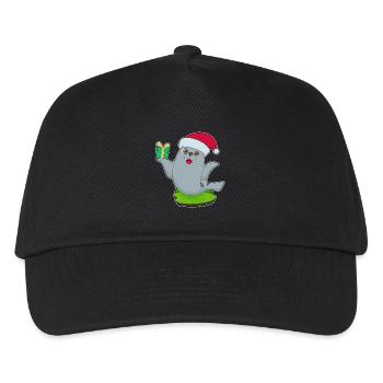 Seehund Weihnachten Paket - Kinder Basecap - Schwarz - Vorne