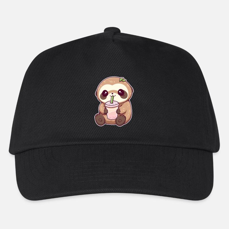 Kawaii paresseux boit Boba Bubble Tea Chibi - Casquette de baseball Enfant - noir