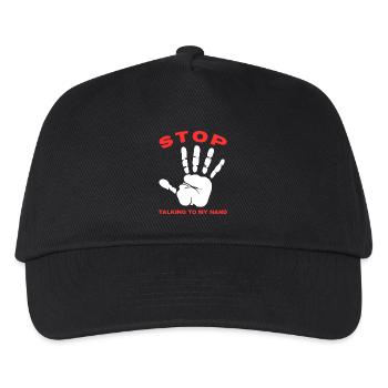 Hör auf, mit meiner Hand zu reden - Lustiges Handdesign - Kinder Basecap - Schwarz - Vorne