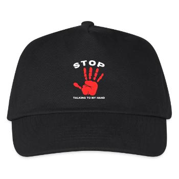Hör auf, mit meiner Hand zu reden - Lustiges Handdesign - Kinder Basecap - Schwarz - Vorne