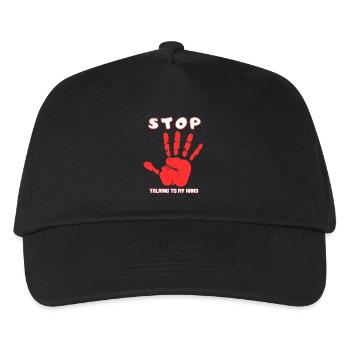 Hör auf, mit meiner Hand zu reden - Lustiges Handdesign - Kinder Basecap - Schwarz - Vorne