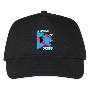 I'd Rather Ski - Ski Wintersportler Skifahrer - Kinder Basecap - Schwarz - Vorne