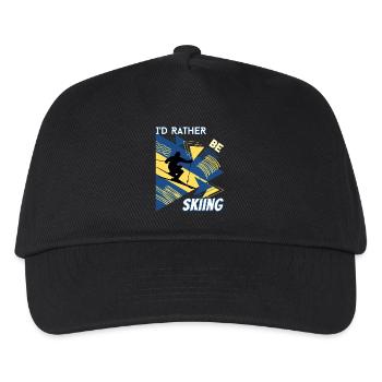 I'd Rather Ski - Ski Wintersportler Skifahrer - Kinder Basecap - Schwarz - Vorne