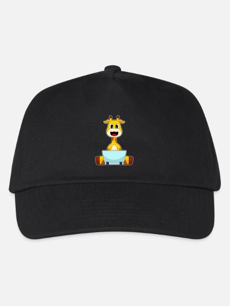 Giraffe Laptop - Kinder Basecap - Schwarz