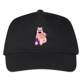 Pig Tennis Racket - Kids’ Baseball Cap - black - Front