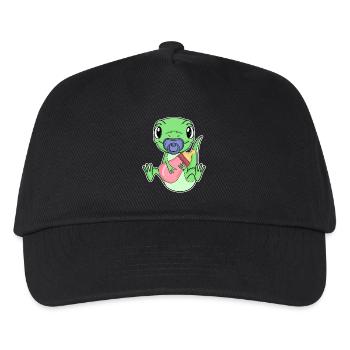 Baby Echse Motiv - Kinder Basecap - Schwarz - Vorne