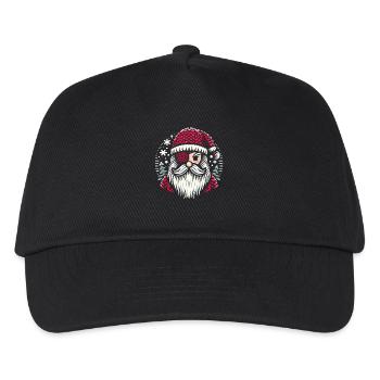 Weihnachtsmann Strickmuster mit Augenklappe - Kinder Basecap - Schwarz - Vorne