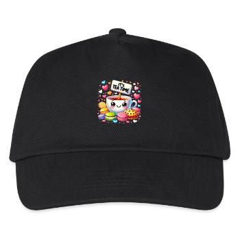 Thé Kawaii Mignon Amateur de Thé Cookie Gâteau Tea Time - Casquette de baseball Enfant - noir - Devant