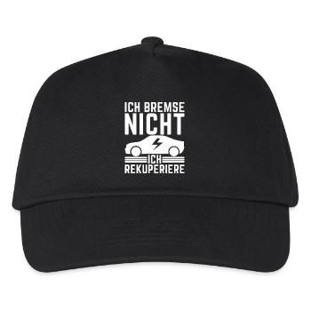 Ich Bremse nicht ich rekuperiere E-Auto Elektro - Kinder Basecap - Schwarz - Vorne