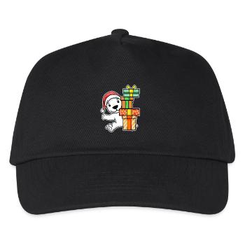 Eisbär mit Weihnachtsmütze und Weihnachtsgeschenk - Kinder Basecap - Schwarz - Vorne