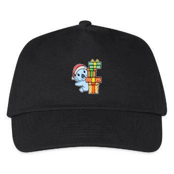 Koala mit Weihnachtsmütze und Weihnachtsgeschenk - Kinder Basecap - Schwarz - Vorne