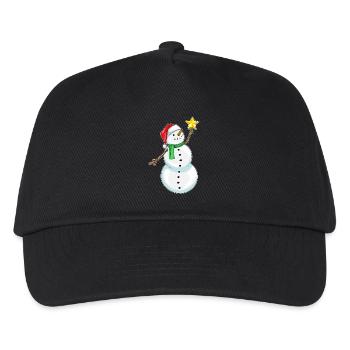 Schneemann Weihnachten Weihnachtsstern - Kinder Basecap - Schwarz - Vorne