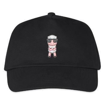Schaf mit Brille - Kinder Basecap - Schwarz - Vorne