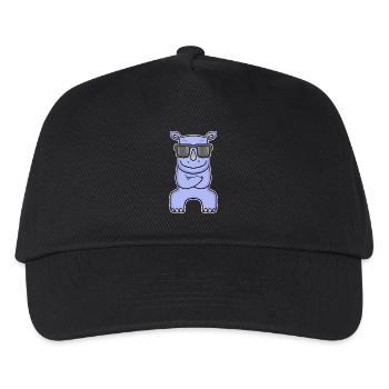 Nilpferd mit Brille - Kinder Basecap - Schwarz - Vorne