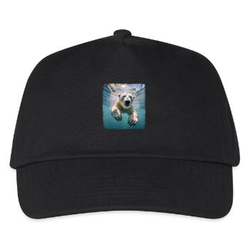Eisbären realistic Eisbär - Kinder Basecap - Schwarz - Vorne