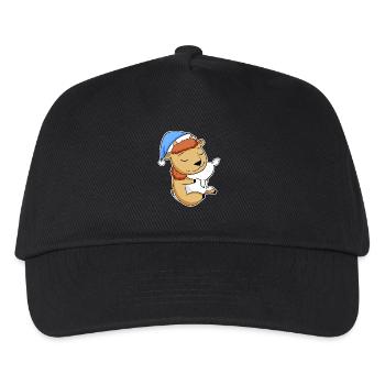 Bison with pillow and sleepy cap - Kids’ Baseball Cap - black - Front