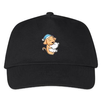 Dog with pillow and sleepy cap - Kids’ Baseball Cap - black - Front