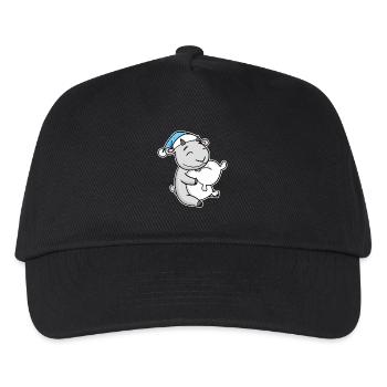 Goat with pillow and sleepy cap - Kids’ Baseball Cap - black - Front