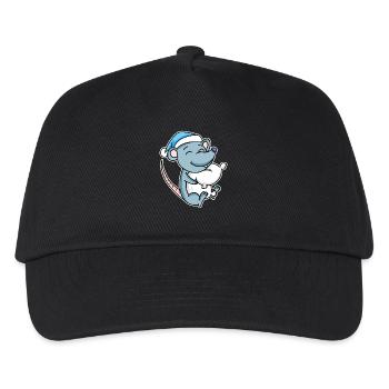 Maus mit Kissen und Schlafmütze - Kinder Basecap - Schwarz - Vorne