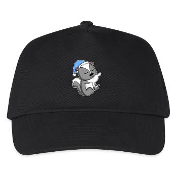Stinktier mit Kissen und Schlafmütze - Kinder Basecap - Schwarz - Vorne