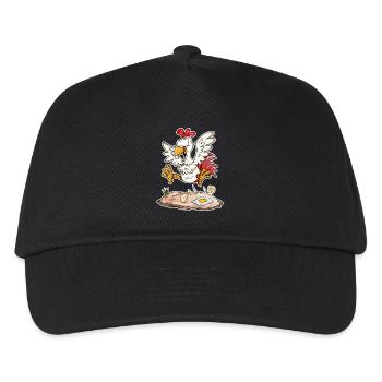 Lustiges Huhn - Landwirt Landwirte Huhn Hühner - Kinder Basecap - Schwarz - Vorne