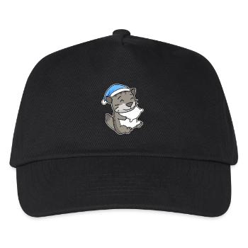 Sleeping Tired - Cat with Pillow and Sleepy Cap - Kids’ Baseball Cap - black - Front