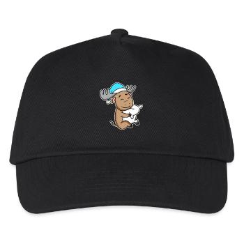 Moose with pillow and sleepy cap - Kids’ Baseball Cap - black - Front