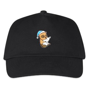 Domestic guinea pig with pillow and sleepy cap - Kids’ Baseball Cap - black - Front