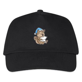 Squirrel with pillow and sleepy cap - Kids’ Baseball Cap - black - Front