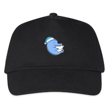 Delfin mit Kissen und Schlafmütze - Kinder Basecap - Schwarz - Vorne
