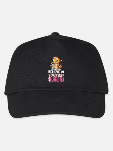 Kawaii Seepferdchen Bubble Tea Boba Milchtee - Kinder Basecap - Schwarz