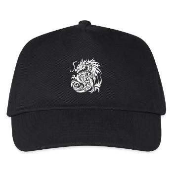 Dragon Tribal Tattoo Kunstvolles Design - Kinder Basecap - Schwarz - Vorne