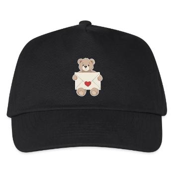 Teddybär mit Liebesbrief Herz Liebe - Kinder Basecap - Schwarz - Vorne