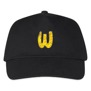 Buchstabe W - Anfangsbuchstabe W - Käse Motiv - Kinder Basecap - Schwarz - Vorne