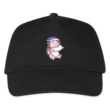 Axolotl with pillow and sleepy cap - Kids’ Baseball Cap - black - Front