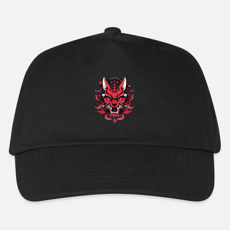 Japanischer Hannya Dämon Samurai Warrior Oni Maske - Kinder Basecap - Schwarz