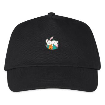 Osterhase auf Osterei Frühling - Kinder Basecap - Schwarz - Vorne