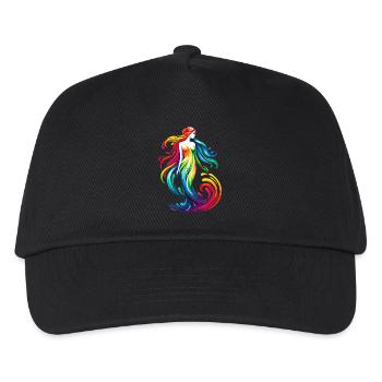 Jungfrau Sternzeichen Lebendiges Regenbogen-Design - Kinder Basecap - Schwarz - Vorne