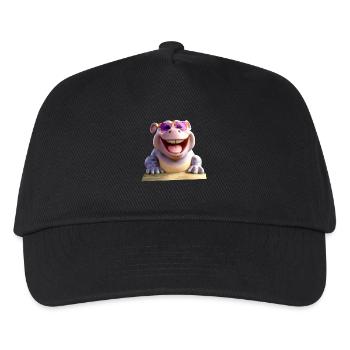 Nilpferd Flusspferd Papa Hippopotamus Cooles Hippo - Kinder Basecap - Schwarz - Vorne