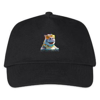 Nilpferd Flusspferd Papa Hippopotamus Cooles Hippo - Kinder Basecap - Schwarz - Vorne