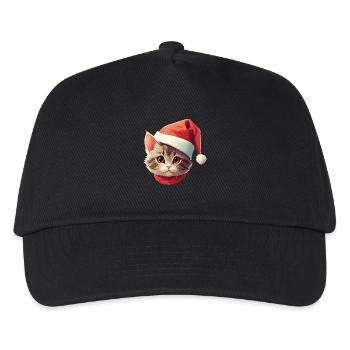Visage de chat Père Noël Saint-Nicolas chat Noël - Casquette de baseball Enfant - noir - Devant