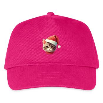Katzengesicht Weihnachtsmann Nikolaus Katze Xmas - Kinder Basecap - Fuchsia - Vorne